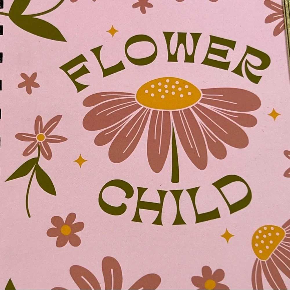 Daisy Flower Child Lined Spiral Hardcover Journal Floral Hippie 70’s Notebook